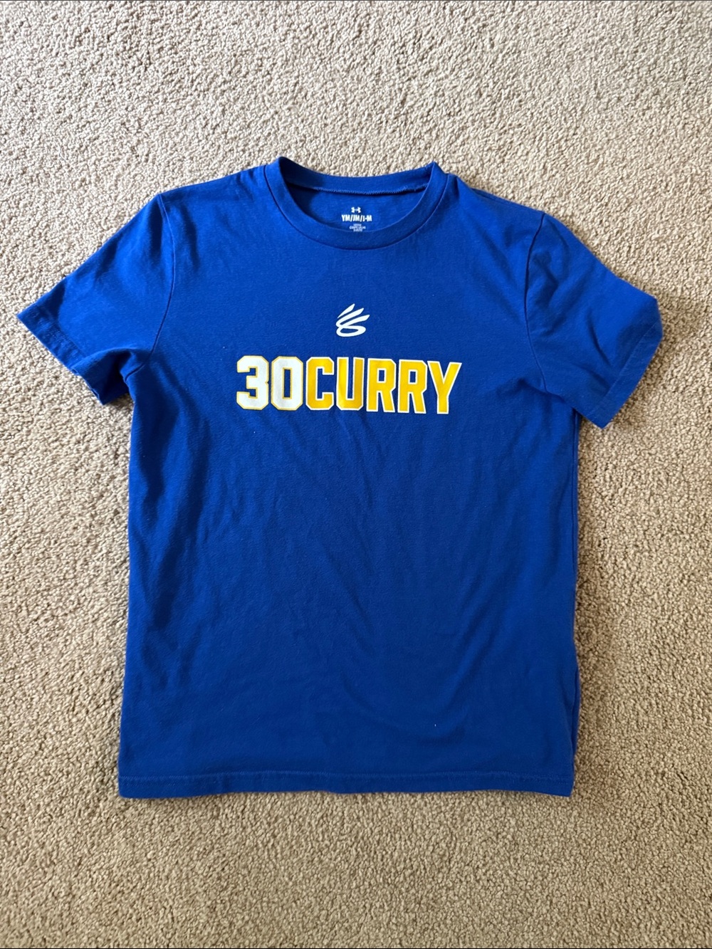 Under Armour Blue '30 Curry' Graphic Tee with Yellow Accents, Sz YM